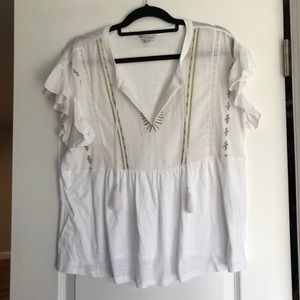 Lucky Brand Embroidered Boho Peasant Top